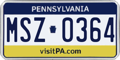 PA license plate MSZ0364