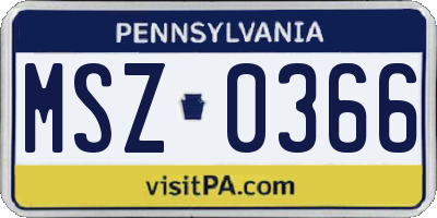 PA license plate MSZ0366