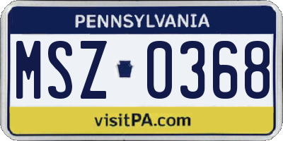 PA license plate MSZ0368