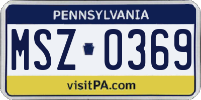 PA license plate MSZ0369