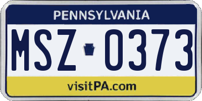 PA license plate MSZ0373
