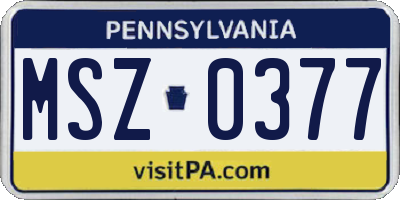 PA license plate MSZ0377