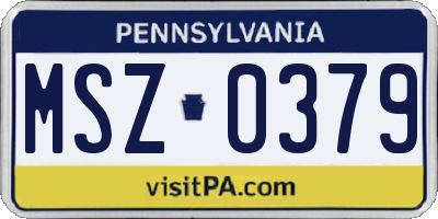 PA license plate MSZ0379