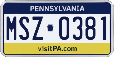 PA license plate MSZ0381