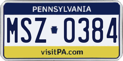 PA license plate MSZ0384
