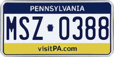 PA license plate MSZ0388