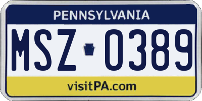 PA license plate MSZ0389