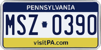 PA license plate MSZ0390