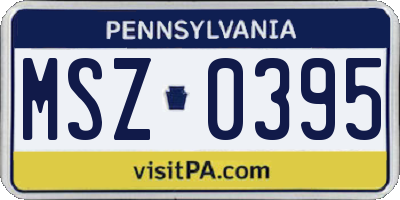PA license plate MSZ0395