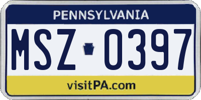 PA license plate MSZ0397