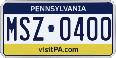 PA license plate MSZ0400
