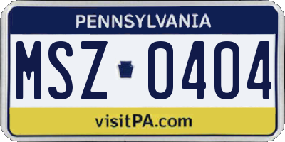 PA license plate MSZ0404