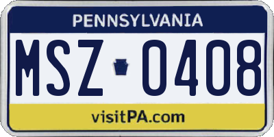 PA license plate MSZ0408