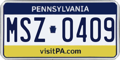 PA license plate MSZ0409