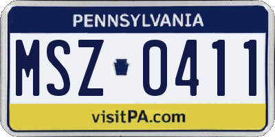 PA license plate MSZ0411