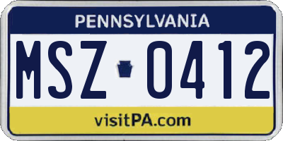 PA license plate MSZ0412
