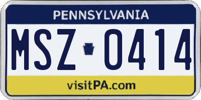 PA license plate MSZ0414
