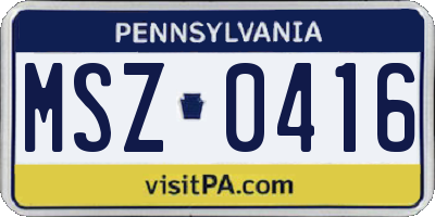 PA license plate MSZ0416