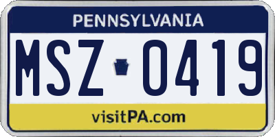 PA license plate MSZ0419