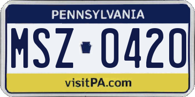 PA license plate MSZ0420