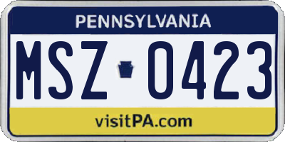 PA license plate MSZ0423