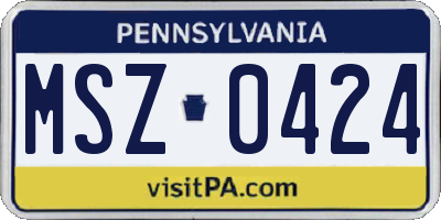PA license plate MSZ0424