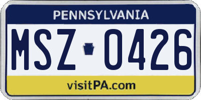 PA license plate MSZ0426