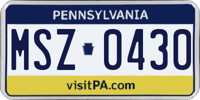 PA license plate MSZ0430