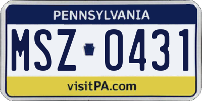 PA license plate MSZ0431