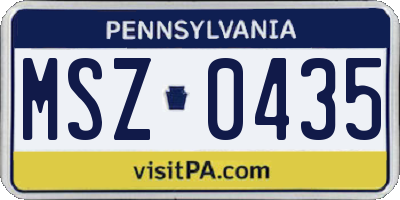 PA license plate MSZ0435