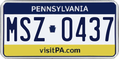 PA license plate MSZ0437