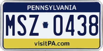 PA license plate MSZ0438