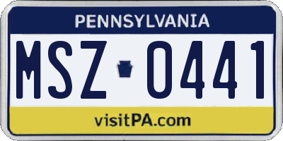 PA license plate MSZ0441