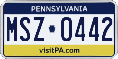 PA license plate MSZ0442