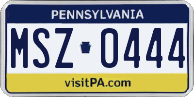 PA license plate MSZ0444