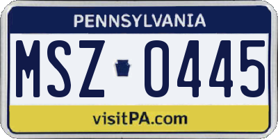 PA license plate MSZ0445