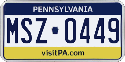 PA license plate MSZ0449