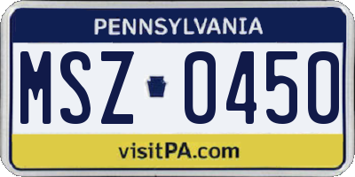 PA license plate MSZ0450