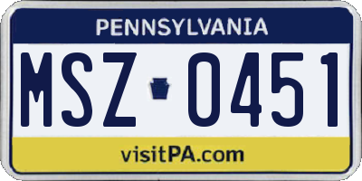 PA license plate MSZ0451