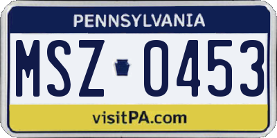 PA license plate MSZ0453
