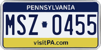 PA license plate MSZ0455