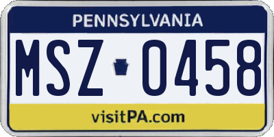 PA license plate MSZ0458