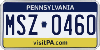 PA license plate MSZ0460