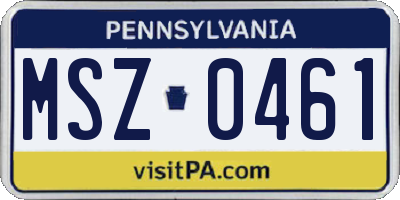 PA license plate MSZ0461