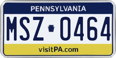 PA license plate MSZ0464