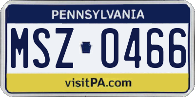 PA license plate MSZ0466