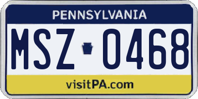 PA license plate MSZ0468