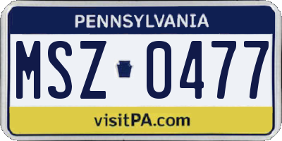 PA license plate MSZ0477