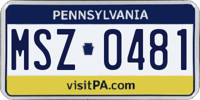 PA license plate MSZ0481