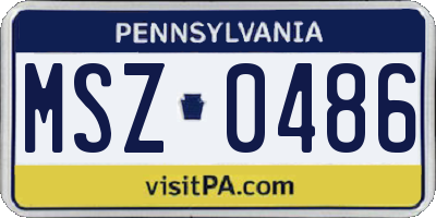PA license plate MSZ0486